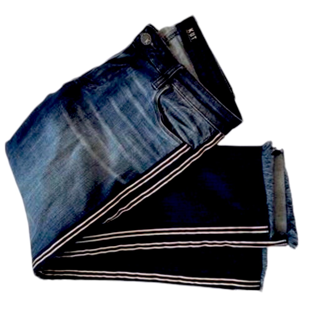 KUT from THE CLOTH REESE 16W Ankle‎ Straight Leg sidestripes Cotton Spandex work